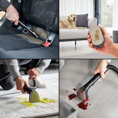 Aspirator cu spalare Rowenta Clean IT Compact IN3021F0, 400W, rezervor apa & detergent 1.4L, rezervor apa murdara 0.85L, functie autocuratare, accesoriu spatii inguste, detergent inclus, verde