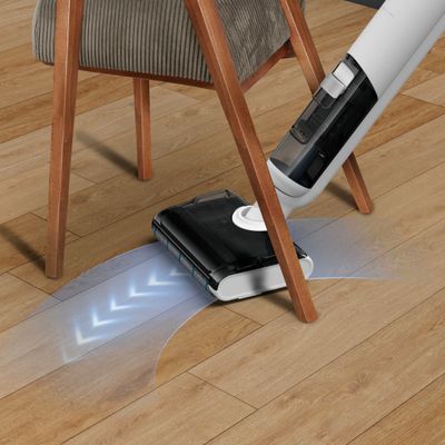 Aspirator cu spalare Rowenta X-Clean 5 Pro GZ5435E0, 250 W, 530 RPM, pana la 50 min autonomie, ecran LED, functie uscare & autocuratare, tehnologie anti-incalcire, compatibil cu detergenti, alb & negru