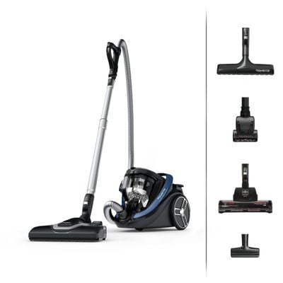 Aspirator fara sac Silence Force Cyclonic Effitech® RO7971EA, 500 W, recipient pentru praf 2.5 L, 3 niveluri de filtrare, negru & albastru