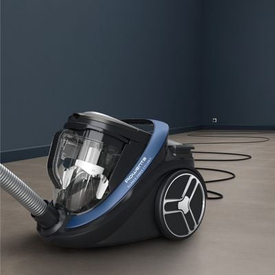 Aspirator fara sac Silence Force Cyclonic Effitech® RO7971EA, 500 W, recipient pentru praf 2.5 L, 3 niveluri de filtrare, negru & albastru