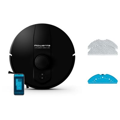 Aspirator robot Rowenta X-Plorer Serie 135 RR91C5WH, 5000 Pa, recipient de praf 0.35L, 4 programe de curatare, 4 trepte de putere, autonomie 120 min, negru