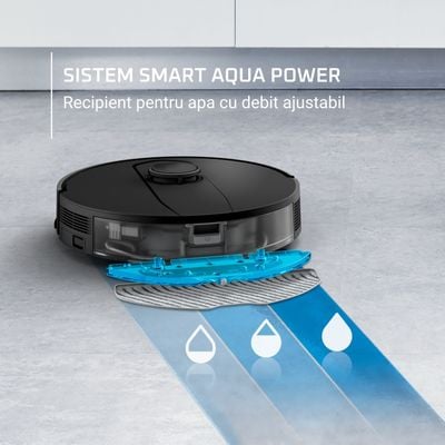 Aspirator robot Rowenta X-Plorer Serie 135 RR91C5WH, 5000 Pa, recipient de praf 0.35L, 4 programe de curatare, 4 trepte de putere, autonomie 120 min, negru