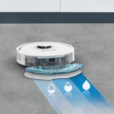 Aspirator robot Rowenta X-Plorer Serie 280 RR88H7E0, putere 8.000 Pa, 120 minute, management harti, statie de incarcare, recipient praf 0.3 L, laser LiDAR 360&deg;, perie anti-incalcire, Wi-Fi, alb