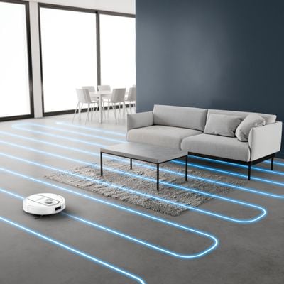 Aspirator robot Rowenta X-Plorer Serie 580 Max RR9547E0, putere 10.000 Pa, 120 minute, management harti, statie all in one, functie mop extensibil, evitare obstacole, anti-incalcire, mopuri cu dubla rotatie, recipient praf 0.3L, laser LiDAR 360°, alb