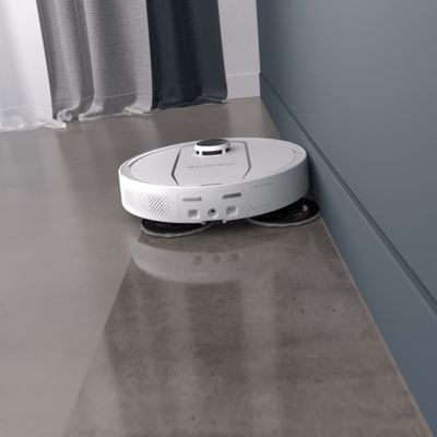 Aspirator robot Rowenta X-Plorer Serie 580 Max RR9547E0, putere 10.000 Pa, 120 minute, management harti, statie all in one, functie mop extensibil, evitare obstacole, anti-incalcire, mopuri cu dubla rotatie, recipient praf 0.3L, laser LiDAR 360°, alb