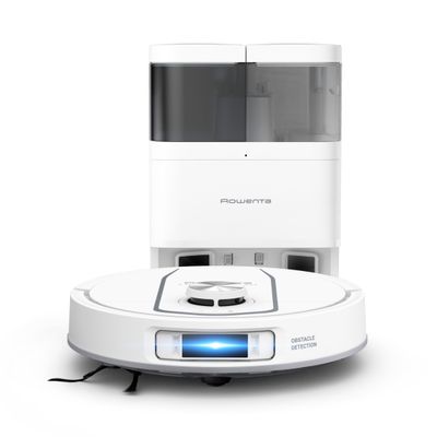 Aspirator robot Rowenta X-Plorer Serie 580 Max RR9547E0, aspirator si mop, autonomie 120 min, recipient praf 0.3L, statie de incarcare, golire praf si apa uzata automata, tehnologie anti-incalcire, alb  