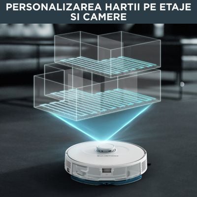 Aspirator robot X-Plorer S75 Animal & Allergy RR8567WH, sistem Smart Aqua Power, putere aspirare 2700 Pa, autonomie 120 min, Alb