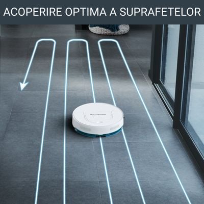 Aspirator robot Rowenta X-Plorer S130 AI RR9067WH,  8 cm grosime, cartografiere permanenta, Tehnologia Smart Exploration, autonomie 120 min, Alb