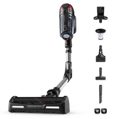 Aspirator vertical Rowenta X-Force Flex 12.60 RH98A7WO, 320W, 25.2V, capacitate praf 0.9L, autonomie 45 minute, perie animal turbo, gri & rosu