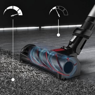 Aspirator vertical Rowenta X-Force Flex 12.60 RH98A7WO, 320W, 25.2V, capacitate praf 0.9L, autonomie 45 minute, perie animal turbo, gri & rosu