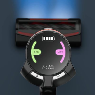 Aspirator vertical fara fir Rowenta X-Force 8.80 Animal RH1871E0, 250 W, 100 air watts, autonomie de pana la 45 minute, iluminare LED, sistem Digital Control, greutate redusa, filtrare pana la 99%, rosu & negru