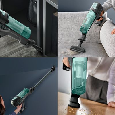 Aspirator vertical fara fir Rowenta X-Force 8.80 RH1831E0, 250 W, 100 air watts, autonomie de pana la 45 minute, iluminare LED, sistem Digital Control, greutate redusa, filtrare pana la 99%, verde & negru