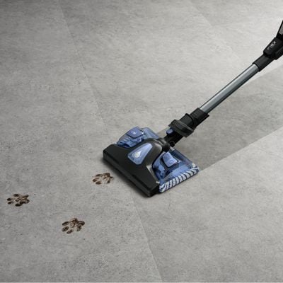 Aspirator vertical fara fir Rowenta X-Force Flex 10.80 Aqua RH7AD5E0, 300 W, 120 air watts, autonomie 60 minute, recipient praf 0.44L, functie boost, iluminare LED, sistem Smart Control, greutate redusa, filtrare pana la 99.9%, albastru & negru