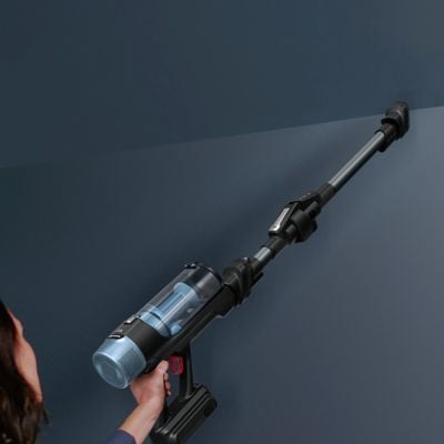 Aspirator vertical fara fir Rowenta X-Force Flex 10.80 Aqua RH7AD5E0, 300 W, 120 air watts, autonomie 60 minute, recipient praf 0.44L, functie boost, iluminare LED, sistem Smart Control, greutate redusa, filtrare pana la 99.9%, albastru & negru