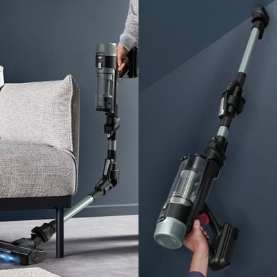 Aspirator vertical fara fir Rowenta X-Force Flex 10.80 RH7A32E0, 300 W, 120 air watts, autonomie 60 minute, recipient praf 0.44 L, functie boost, iluminare LED, sistem Smart Control, greutate redusa, filtrare pana la 99.9%, verde & negru