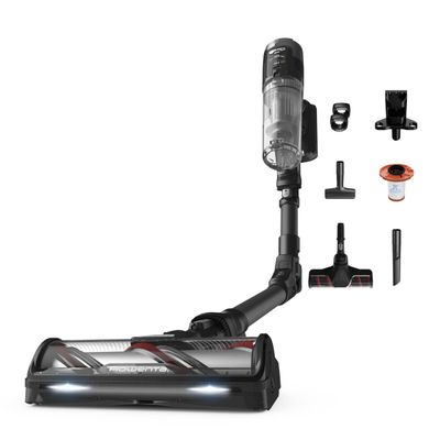 Aspirator vertical fără fir Rowenta X-Force Flex 12.60 Neo Complete RH9L55E0, 150 air watts, autonomie de p&acirc;nă la 60 min, recipient praf 0.65L, iluminare LED, tub Flex, funcție Boost, negru & gri