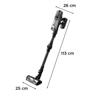 Aspirator vertical fără fir Rowenta X-Force Flex 12.60 Neo Complete RH9L55E0, 150 air watts, autonomie de până la 60 min, recipient praf 0.65L, iluminare LED, tub Flex, funcție Boost, negru & gri