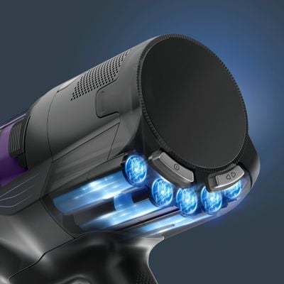 Aspirator vertical fara fir Rowenta X-Pert 5.80 RH5A31E0, 150 W, autonomie de pana la 40 minute, iluminare LED, sistem Digital Control, greutate redusa, filtrare pana la 99%, violet & argintiu