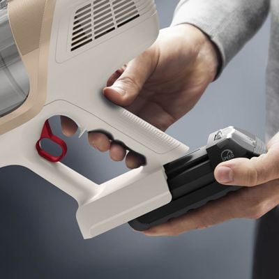 Aspirator vertical Rowenta X-Pert 6.60 Essential RH6830WO, 100W, 18V, autonomie 45 min, perie cu iluminare LED, recipient praf 0.55L, functie boost, argintiu & ivoar