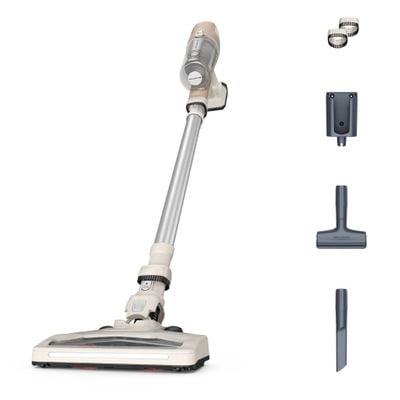 Aspirator vertical Rowenta X-Pert 6.60 Essential RH6830WO, 100W, 18V, autonomie 45 min, perie cu iluminare LED, recipient praf 0.55L, functie boost, argintiu & ivoar