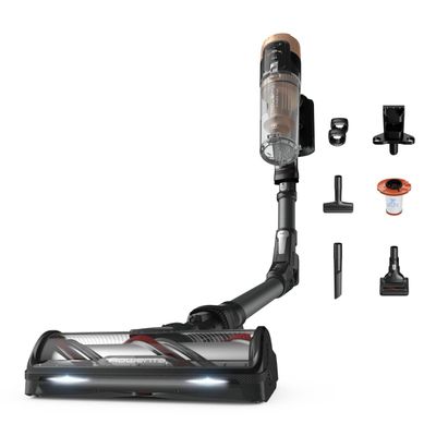 Aspirator vertical fara fir X-Force Flex 14.80 Animal RH9B74WO, 670W, Smart Control Display, Tehnologie Flex, Functie Boost, capacitate recipient de praf 0.65L, autonomie 90 de minute, negru & maro