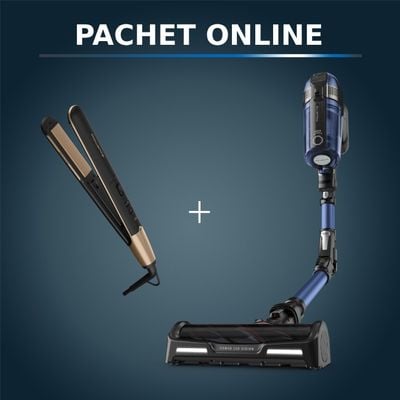 Pachet PROMO Aspirator vertical Rowenta X-Force Flex 12.60 Aqua RH98C0WO si Placa de indreptat parul ROWENTA Express Shine Argan Oil SF4630F0