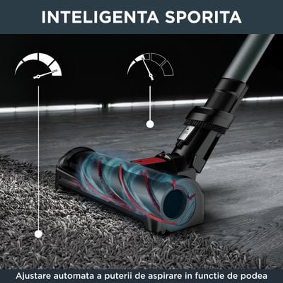 Aspirator vertical Rowenta X-Force Flex 12.60 cu mop Aqua RH98C8WO, 320W, 45 minute autonomie, baza de incarcare, tehnologie flex, Albastru/ negru