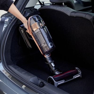 Aspirator vertical Rowenta X-Force Flex 15.60 RH99F1WO, 520W, Tehnologie flex, display control, accesorii animal care, stație &icirc;ncărcare, recipient praf 0.9L, autonomie max 1h și 20min, negru&maro