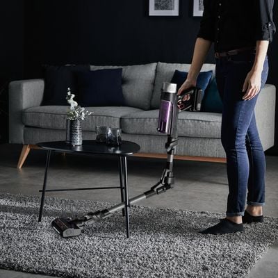 Aspirator vertical Rowenta X-FORCE FLEX 9.60 Allergy, RH2038WO, 200W, putere de aspirare 100 air watts,  autonomie pana la 45 minute, Negru/Violet