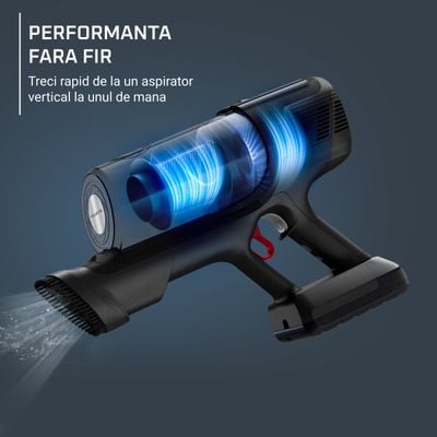 Aspirator vertical Rowenta X-Pert Essential 6.60 Animal RH6820WO, 100 W, 18 V, autonomie 45 minute, recipient 0.55 L, perie cu LED, tehnologie ciclonica, functie boost, verde