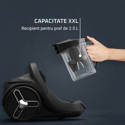 Aspirator fara sac ROWENTA Green Force Cyclonic Max RO7B11EA, 750 W, recipient de praf 2.5 L, filtrare tip HEPA, design eco, negru & albastru