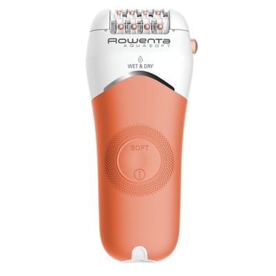 Epilator Rowenta Aqua Soft EP4920F0, 40 min autonomie, Wet&Dry, 4 accesorii, Skin Respect technology, bile pentru masaj, corai
