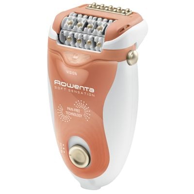 Epilator Rowenta Soft Sensation EP5720F1, 2 viteze, 24 pensete, Cap pivotant, Alb/Orange