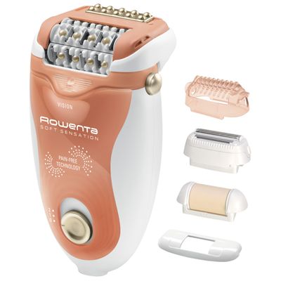 Epilator Rowenta Soft Sensation EP5720F1, 2 viteze, 24 pensete, Cap pivotant, Alb/Orange