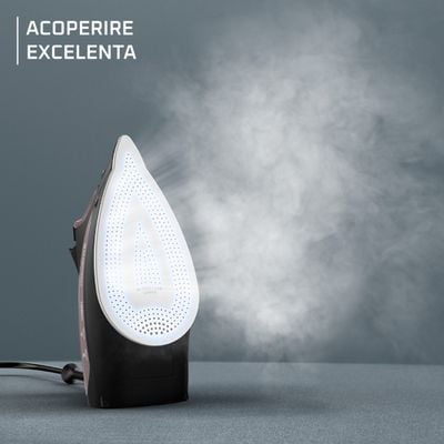 Fier de calcat cu abur Rowenta Rowenta Express DW4345D1. 2600 W, jet de abur 200 g/min, abur variabil 0-40 g/min, rezervor apa 250 ml, talpa Microsteam 350 Laser, functie antipicurare, abur vertical, mod Eco, negru & roz
