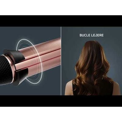 Ondulator de par Rowenta Twist Curl CF4620E0, ajustabil pe 3 diametre, temperatura ajustabila, invelis ceramic, 75 W, negru & roz