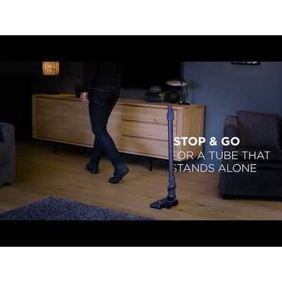 Aspirator vertical Rowenta X-Pert 6.60 Essential RH6830WO, 100W, 18V, autonomie 45 min, perie cu iluminare LED, recipient praf 0.55L, functie boost, argintiu & ivoar