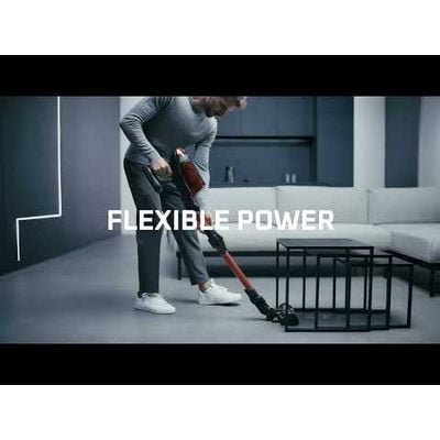 Aspirator vertical Rowenta X-Force Flex 12.60 RH98A8WO, 2 in 1, putere 320 W, putere aspirare 150 AirWats, autonomie pana la 45 min, tehnologie ciclonica, Animal Care, Negru/rosu