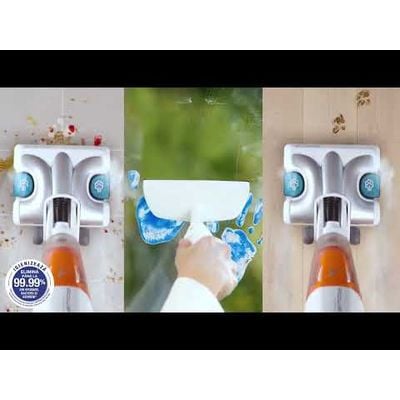 Aspirator cu abur Rowenta RY8561WH Clean & Steam Multi, 1700 W, autonomie abur 30 min, recipient praf 0.5 L, recipient apa 0.4L, Alb/Albastru