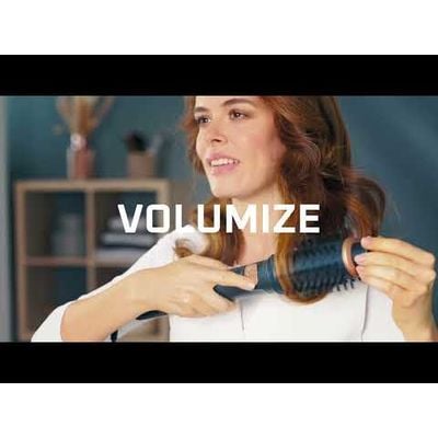 Perie rotativa cu aer cald Rowenta Air Rotate UB9920E0, 1300W, 4 trepte de viteza, 2 concentratoare, functie Respect, grilaj detasabil, invelis ceramic, verde & bronz