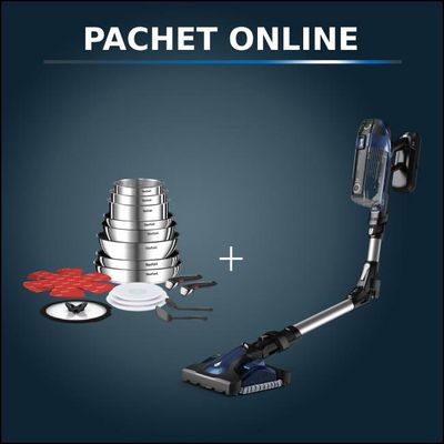 Pachet PROMO Aspirator vertical fara fir Rowenta X-Force Flex 14.6 Aqua RH99C3WO si Set 20 piese Tefal Ingenio Emotion L897SJ04