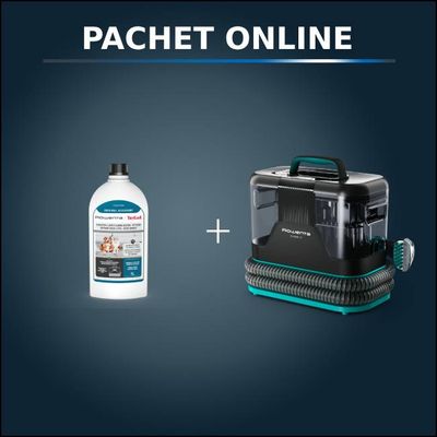 Pachet PROMO Aspirator tapiterie Rowenta Clean IT IN5020F0 si Detergent lichid Rowenta XD5320F0 pentru textile, covoare si pete animale de companie, 1 litru