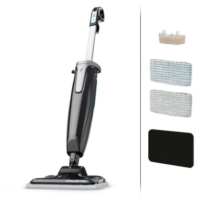 Mop cu abur Rowenta Steam Power RY6555WH, 1200W, 0.6L, filtru anticalcar, 3 setari de reglaj al aburului, Negru/Albastru