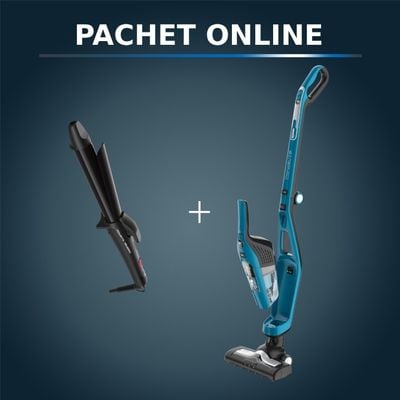 Pachet PROMO Aspirator vertical 2 in 1 Dual Force Cyclonic Rowenta RH6751WO si Ondulatorul Rowenta Karl Lagerfeld CF321LF0