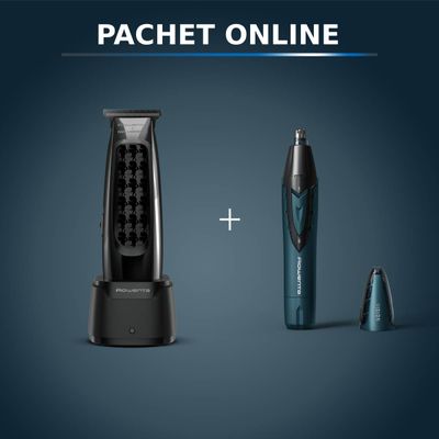 Pachet PROMO Aparat de tuns Rowenta x Karl Lagerfeld Barber Experience TN185LE0 & Trimmer pentru nas & urechi Rowenta Vision TN3011F0