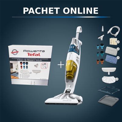 Pachet PROMO Aspirator cu abur Rowenta RY8561WH Clean & Steam Multi & Kit de intretinere Rowenta ZR850003