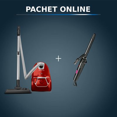 Pachet PROMO Aspirator cu sac Rowenta Compact Power parquet RO3953EA & Ondulatorul Curling Tong Rowenta CF2133F0