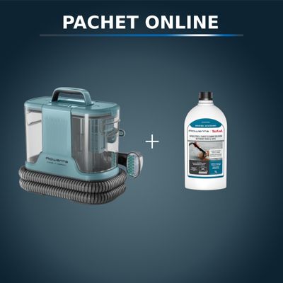 Pachet PROMO Aspirator cu spalare Rowenta Clean IT Compact IN3021F0 & Detergent pentru aspirator cu spalare Rowenta XD5310F0 pentru textile si covoare