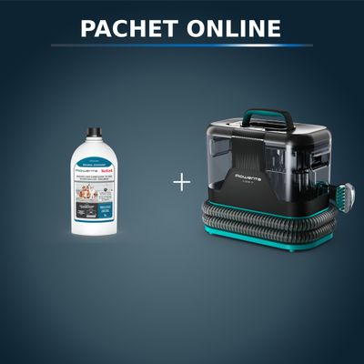 Pachet PROMO Aspirator tapiterie Rowenta Clean IT IN5020F0 si Detergent pentru aspirator cu spalare Rowenta XD5310F0 pentru textile si covoare