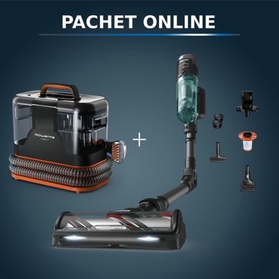 Pachet PROMO Aspirator tapiterie Rowenta Clean IT IN5011F0 si Aspirator vertical fara fir Rowenta X-Force Flex 12.60 NEO RH9L42WO